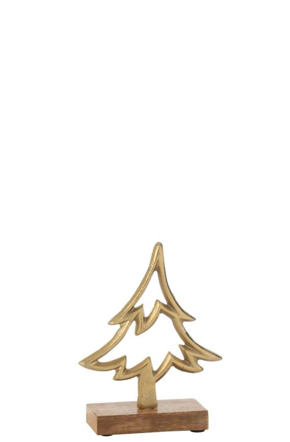 PINE TREE ON BASE ALUMINIUM/WOOD GOLD SMALL