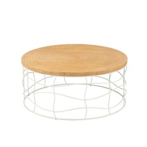 COFFEE TABLE CARVING IRON/PINE WOOD NATURAL/WHITE