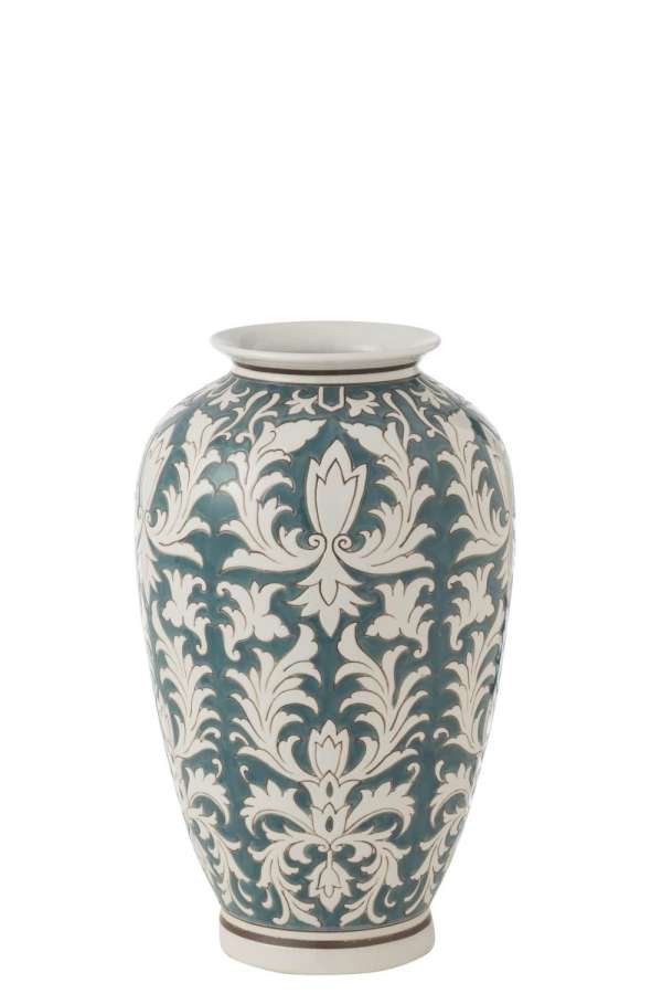 VASE VICTORIA AMPHORA PORCELAIN GREEN/WHITE