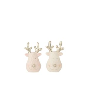 REINDEER LED HEAD CLAY MULTICOLORED SMALL ASSORTMENT OF 2