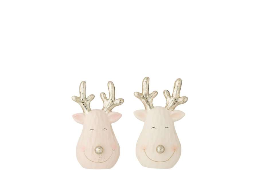 REINDEER LED HEAD CLAY MULTICOLORED SMALL ASSORTMENT OF 2