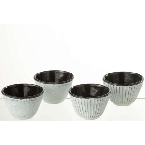 BOX OF 2 TEA CUP METAL WHITE ASSORTMENT 2