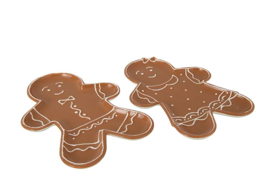 SERVING PLATE COOKIE DOLOMITE CARAMEL/WHITE ASSORTMENT OF 2