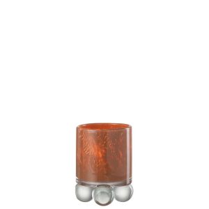 TEALIGHT HOLDER ON BALLS GLASS BROWN