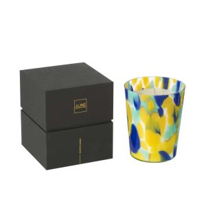 SCENTED CANDLE NOA BLUE/YELLOW MEDIUM-68HOURS