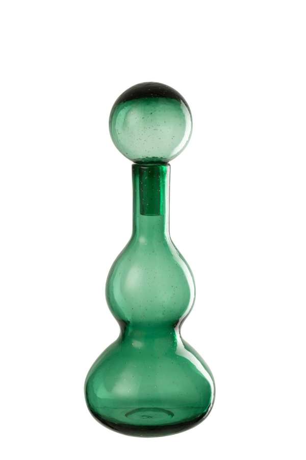 BOTTLE + STOP CAROL GLASS EMERALD GREEN SMALL