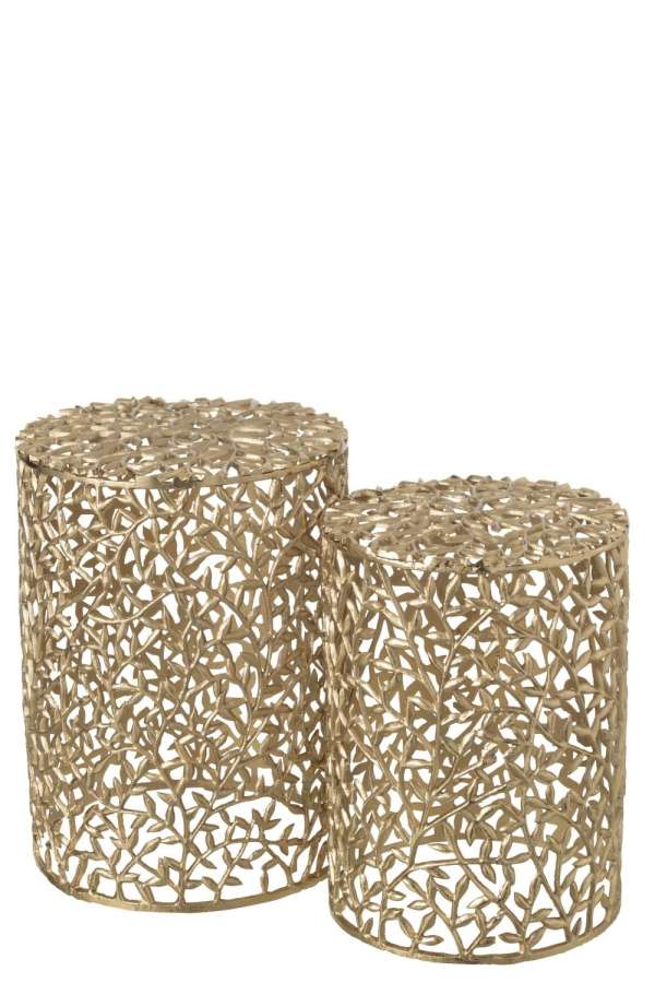 S/2 SIDE TABLE ALUMINIUM GOLD COLORED