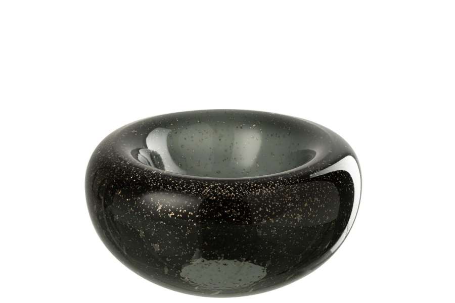 DECORATIVE BOWL CAROL GLASS BLACK SMALL