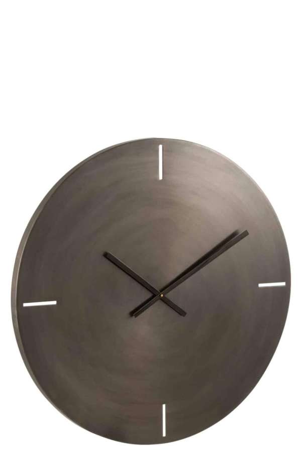 CLOCK ROUND METAL DARK GREY LARGE