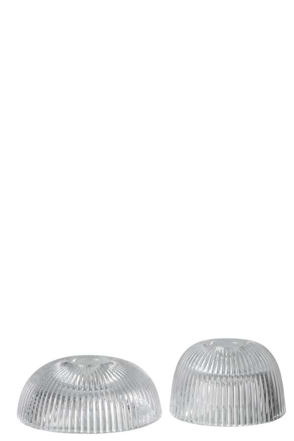CANDLE HOLDER CANELE GLASS TRANSPARENT ASSORTMENT OF 2