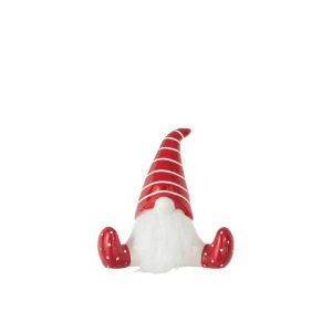 SANTA SITTING CERAMIC RED/WHITE MEDIUM