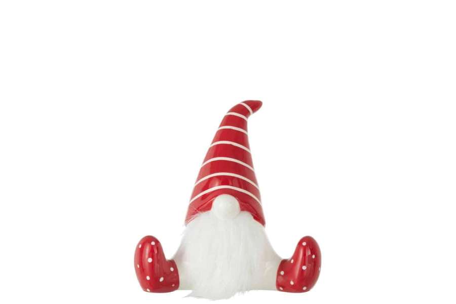 SANTA SITTING CERAMIC RED/WHITE MEDIUM