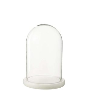 DECORATIVE BELL JAR GLASS WHITE MEDIUM