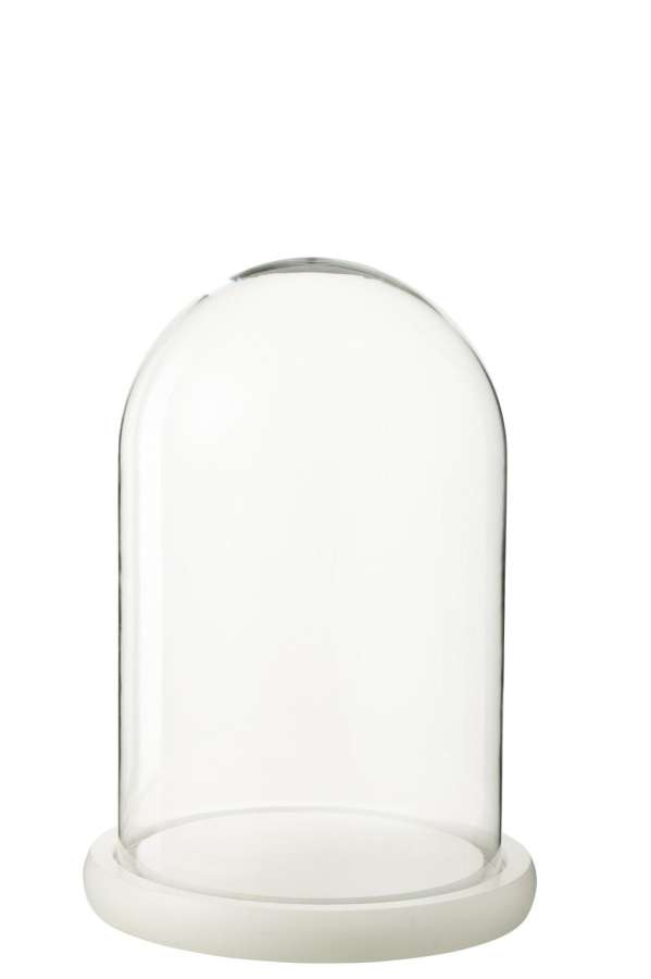 DECORATIVE BELL JAR GLASS WHITE MEDIUM