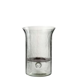 CANDLEHOLDER PLATE BLURRED GLASS TRANSPARENT SMALL