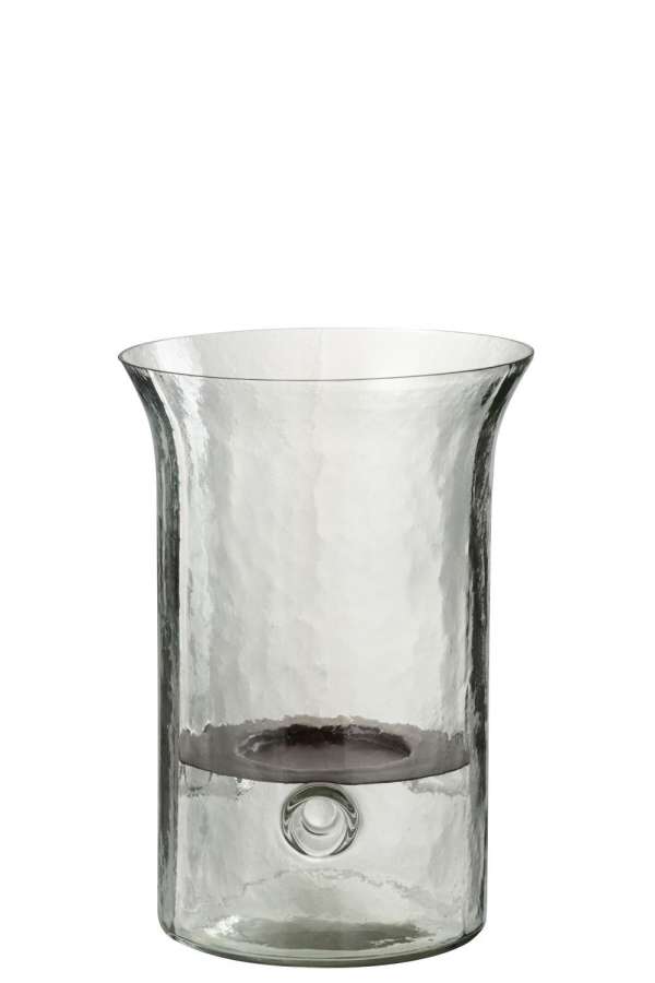 CANDLEHOLDER PLATE BLURRED GLASS TRANSPARENT SMALL