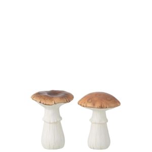 MUSHROOM PORCELAIN WHITE/BROWN LARGE ASSORTMENT OF 2