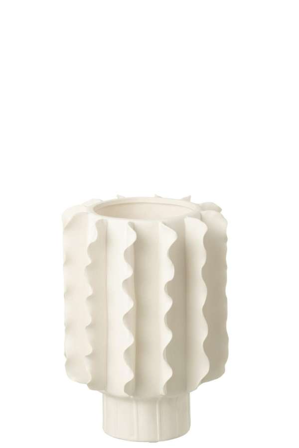 VASE HELIX ROUND CERAMIC WHITE MEDIUM