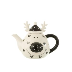 TEAPOT DEER HEART DOLOMITE WHITE/BLACK