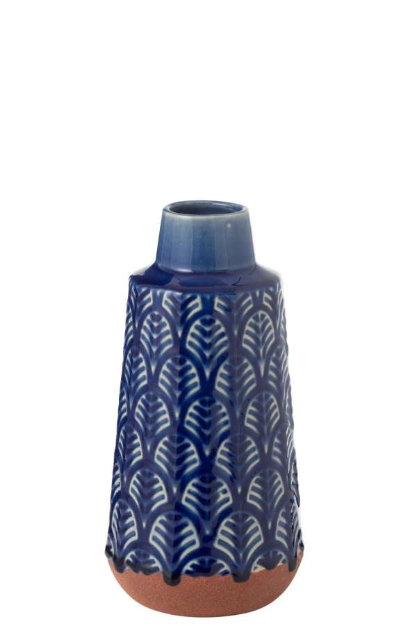 VASE LEO ELONGATED PORCELAIN BLUE/TERRA LARGE