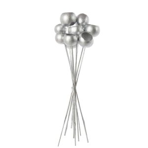 BUNDLE OF 10 BRANCH DRY FLOWER SILVER COLORED