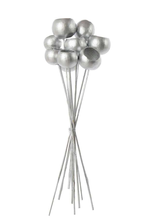 BUNDLE OF 10 BRANCH DRY FLOWER SILVER COLORED