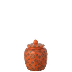 JAR DECORATIVE BILLY PORCELAIN ORANGE/BLACK