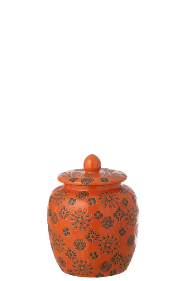 JAR DECORATIVE BILLY PORCELAIN ORANGE/BLACK