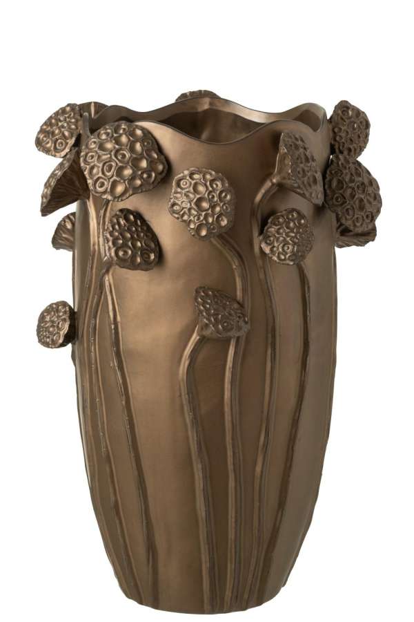 VASE LOTUS POD CLAY COPPER COLORED LARGE