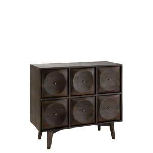 CHEST OF DRAWERS CIRCLE DESIGN WOOD DARK BROWN