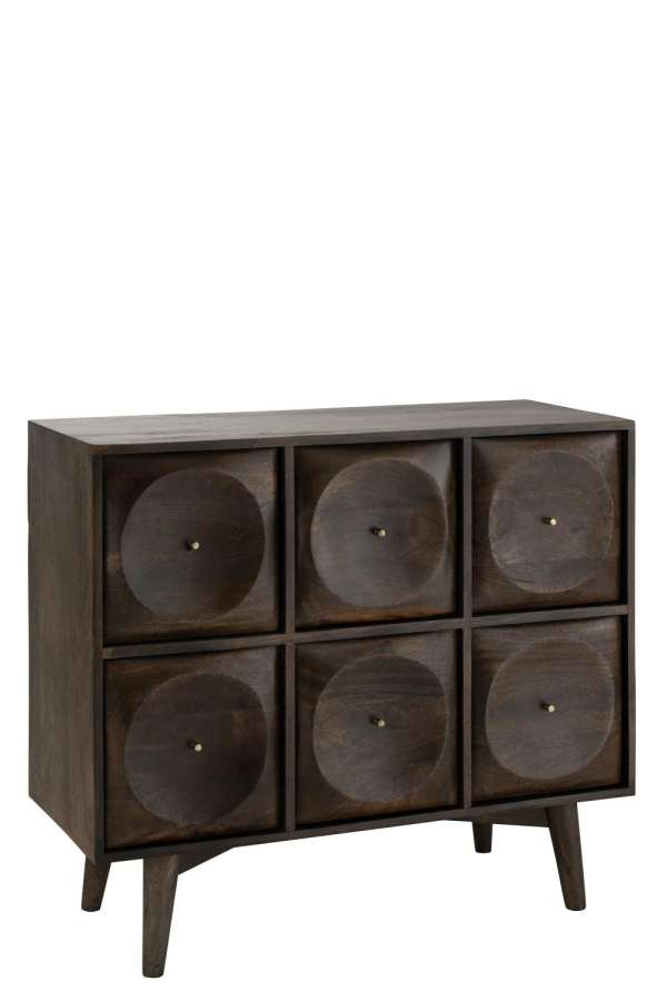CHEST OF DRAWERS CIRCLE DESIGN WOOD DARK BROWN