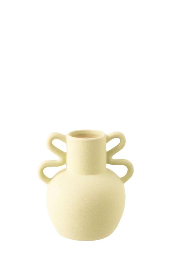 VASE 2 HANDLES STONEWARE MINT GREEN SMALL