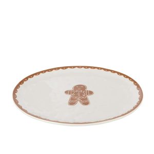 PLATE COOKIE OVAL DOLOMITE WHITE/CARAMEL