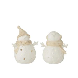 SNOWMAN LED STARS CLAY WHITE/BEIGE LARGE ASSORTMENT OF 2