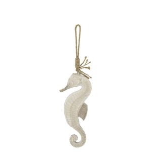 HANGER SEAHORSE WHITEWASH MDF/ROPE NATURAL