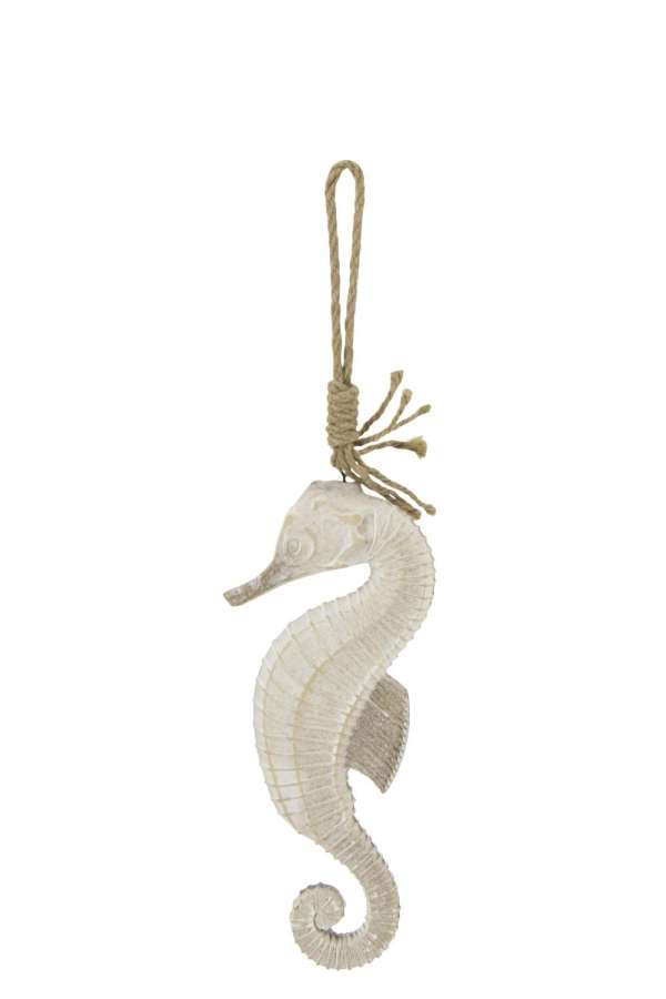 HANGER SEAHORSE WHITEWASH MDF/ROPE NATURAL