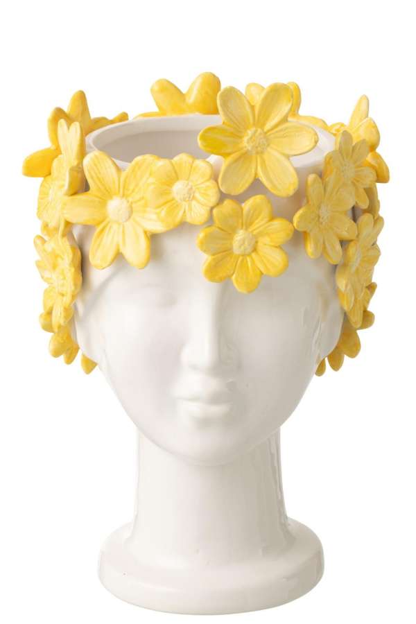 FLOWERPOT LADY FLOWERS CERAMIC WHITE/YELLOW