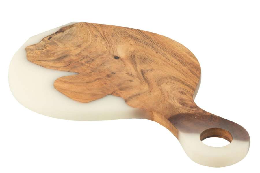 CUTTING BOARD MODERN ACACIA WOOD/RESIN NATURAL/WHITE