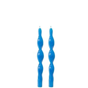 BOX 2 CANDLE TWISTED BLUE SMALL-3H