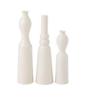 SET OF 3 VASE LEIA PORCELAIN MATT WHITE