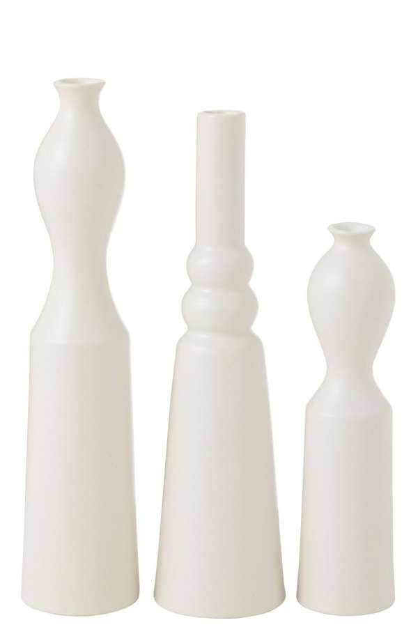 SET OF 3 VASE LEIA PORCELAIN MATT WHITE