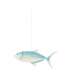 FISH LONG HANGING IRON LIGHT BLUE/WHITE