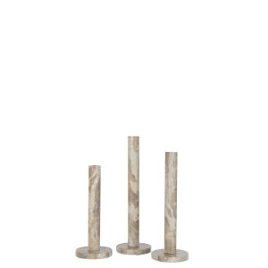SET OF 3 CANDLE HOLDER MARBLE BEIGE