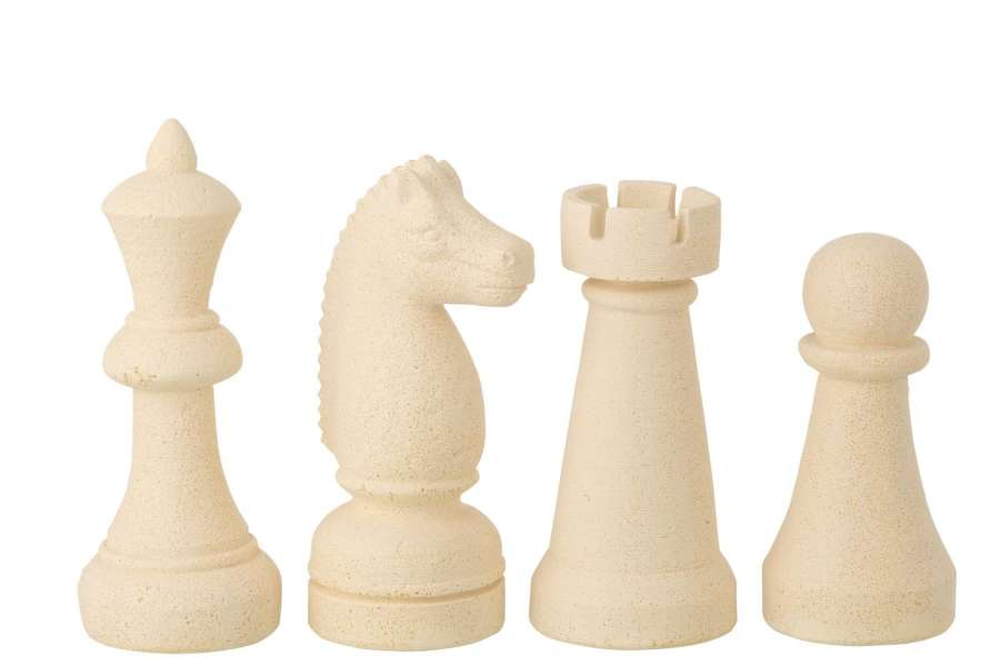 CHESS PIECE POLYRESIN BEIGE LARGE ASSORTMENT OF 4