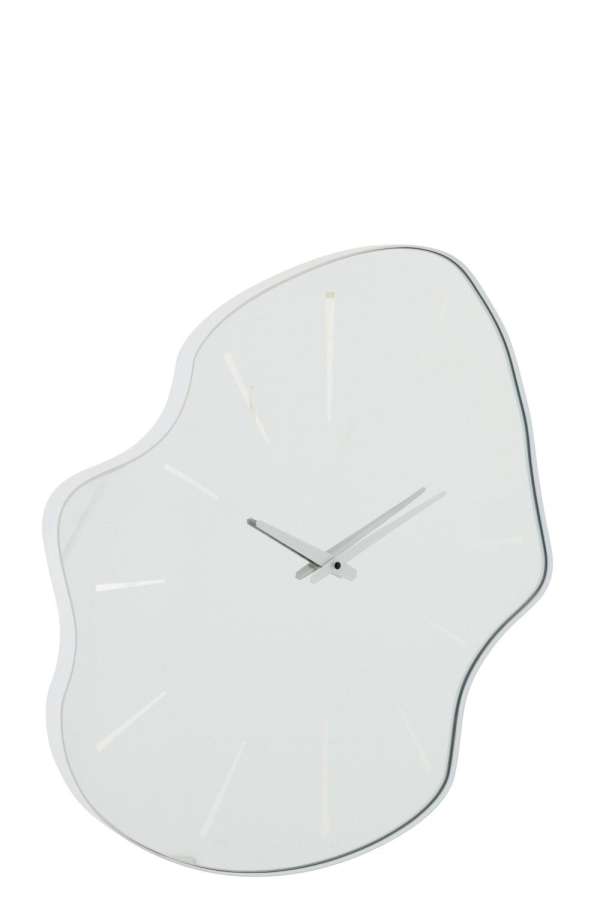WALL CLOCK IRREGULAR GLASS WHITE