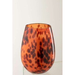 CANDLE MIA GLASS ORANGE/BLACK MEDIUM-120H