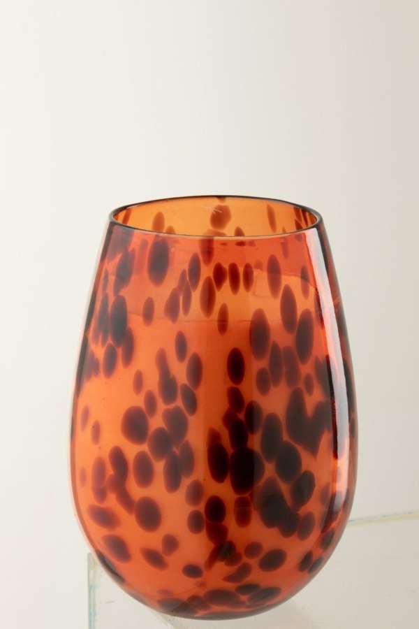 CANDLE MIA GLASS ORANGE/BLACK MEDIUM-120H