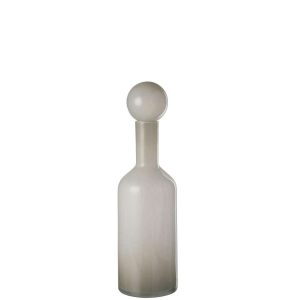 VASE BOTTLE+CAP PLAIN GLASS GREY SMALL