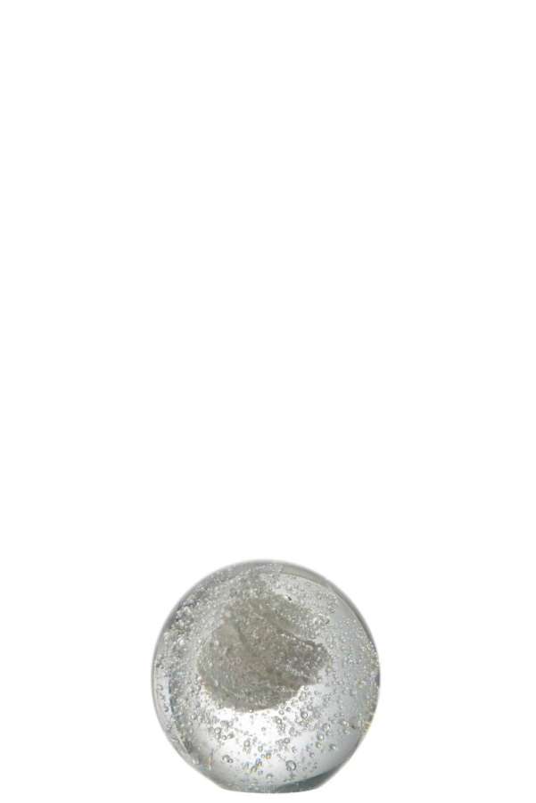 PRESSE-PAPIER BULLES VERRE ARGENT SMALL