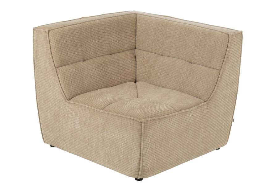 SOFA CORNER GRID POPLAR WOOD/FOAM DARK BEIGE